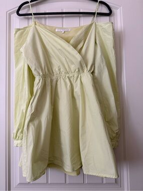 Leia Light Yellow Off-Shoulder Babydoll Dress